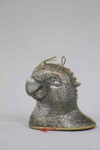 Appraisal: SILVERY PARROT HEAD DRESDEN CANDY CONTAINER Germany silver parrot head