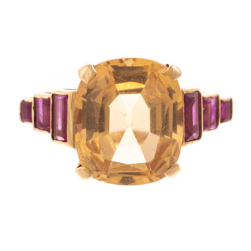 Appraisal: A Golden Topaz Ruby Ring in K K yellow gold