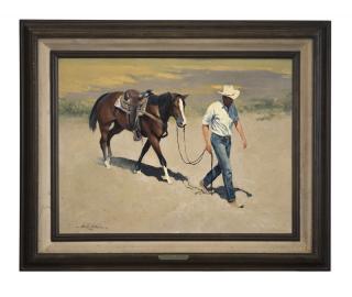 Appraisal: Bob Tommey ''Coolin''' cowboy walking a horse signed and dated