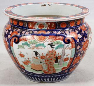 Appraisal: JAPANESE IMARI PORCELAIN JARDINIERE JAPANESE IMARI PORCELAIN JARDINIERE H DIA