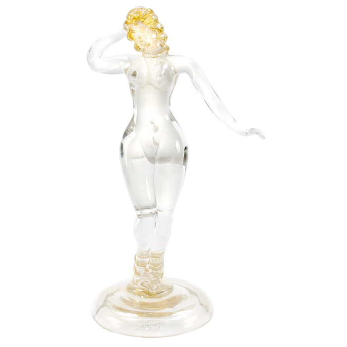 Appraisal: Italian glass figure nude female form in clear with gold