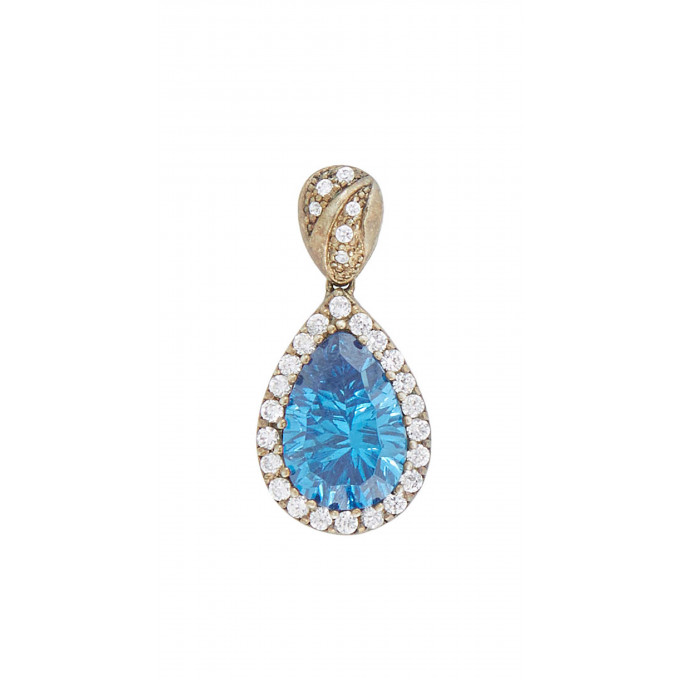 Appraisal: K White Gold Blue Topaz Pendant the pear shape app