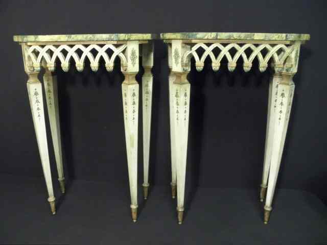 Appraisal: Pair vintage Italian Venetian painted side tables Spindle legs with