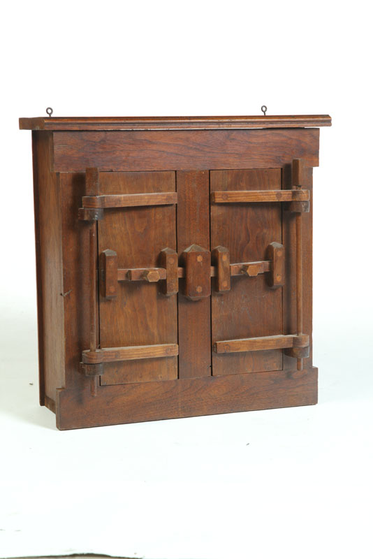 Appraisal: COUNTRY CARPENTER HANGING CUPBOARD American early th century walnut Original