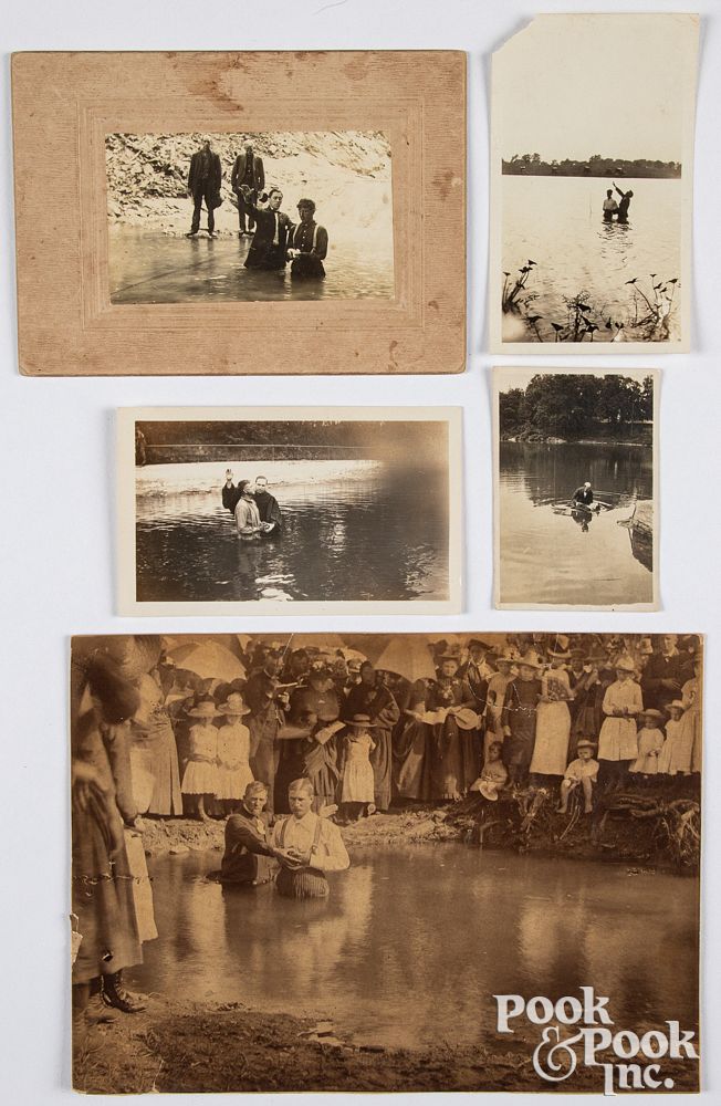 Appraisal: Five southern river baptism photographs Five southern river baptism photographs