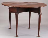 Appraisal: OUTSTANDING QUEEN ANNE DROP-LEAF TABLE IN RED PAINT The round