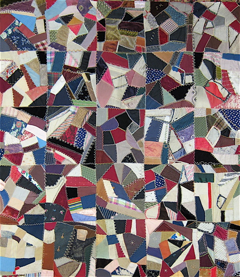 Appraisal: AMERICAN HAND PIECED CRAZY QUILT c twenty-five blocks of velvet