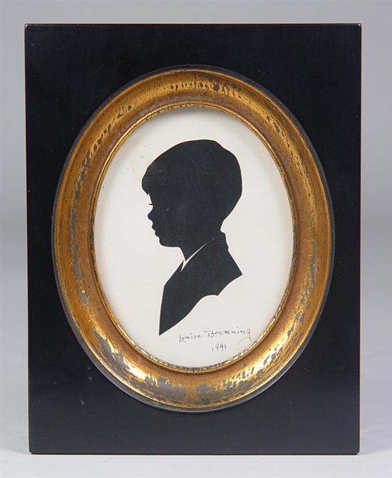 Appraisal: Framed Silhouette Silhouette of young boy Signed Louise Browning Some