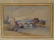 Appraisal: James Duffield Harding 'Bridge on River' Label verso 'Fine Art