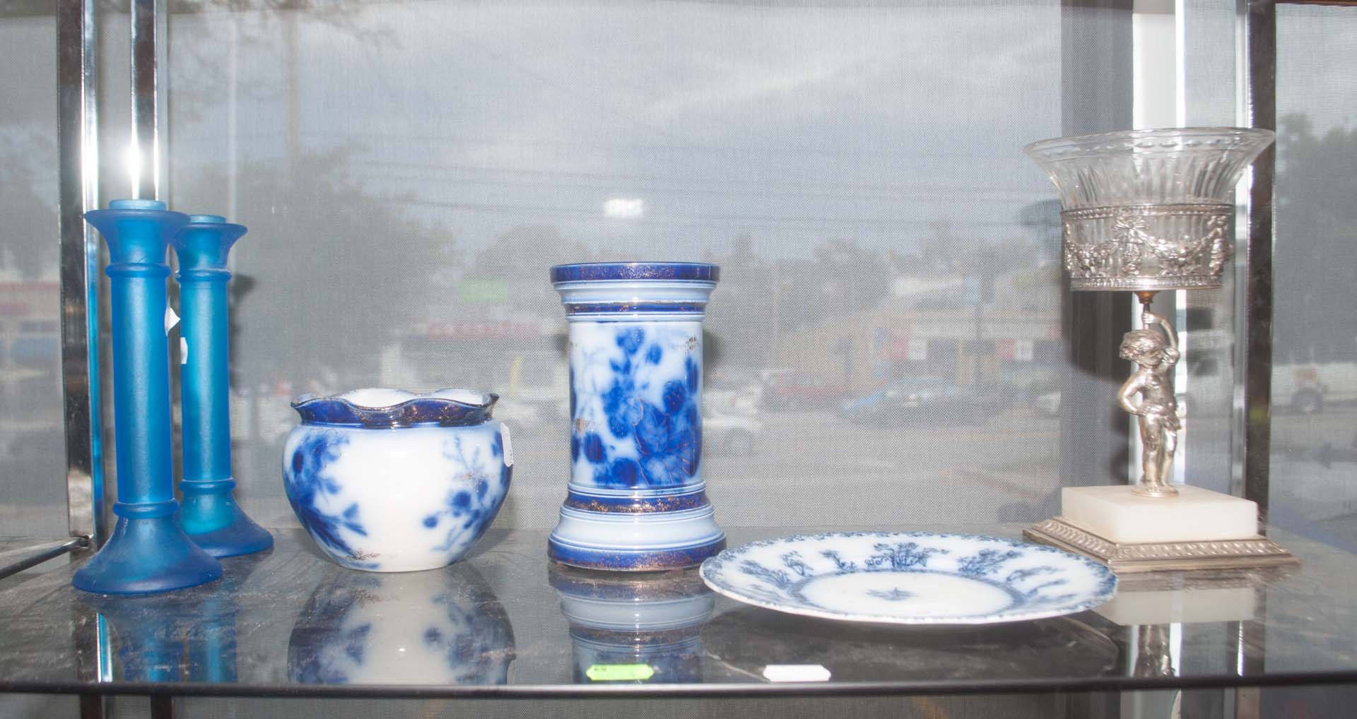 Appraisal: Group of assorted articles including three-pieces of flow blue china