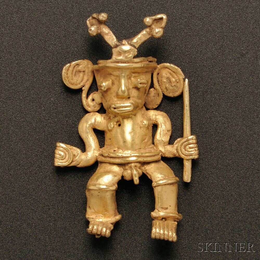 Appraisal: Central American Gold Warrior Pendant Veraguas or Diquis c -