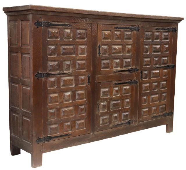 Appraisal: Rustic Baroque style oak cupboard th c four paneled doors