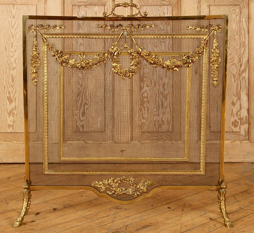 Appraisal: FRENCH GILT BRONZE LOUIS XV STYLE FIRE SCREEN A French