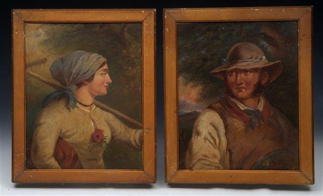 Appraisal: TH CENTURY ITALIAN SCHOOL - a pair a peasant boy