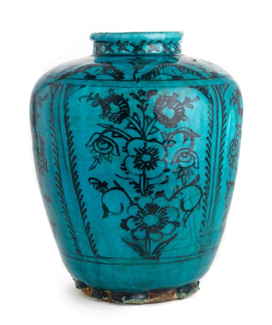 Appraisal: Sale Lot A Persian Pottery Vase of ovoid form with