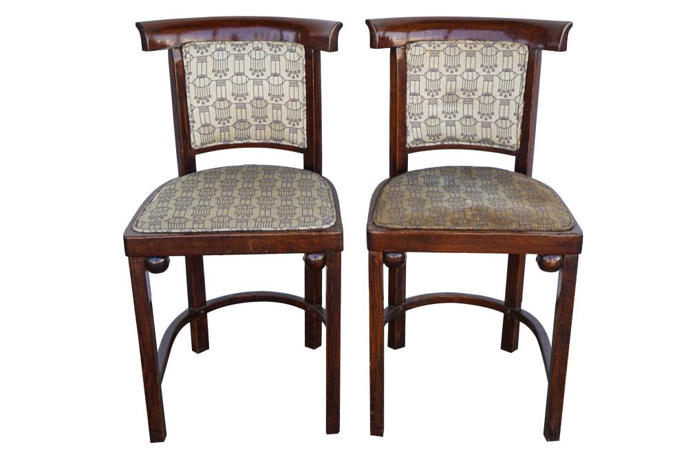 Appraisal: JOSEF HOFFMAN PAIR OF SIDE CHAIRSearly th century covered with