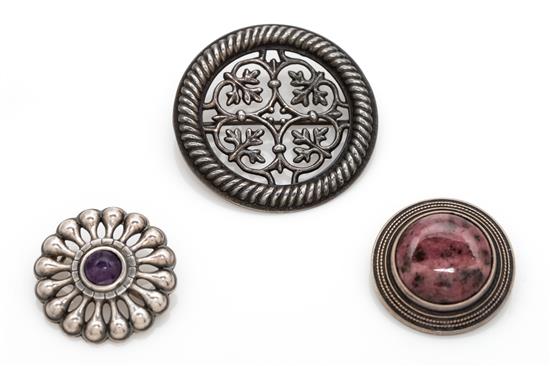 Appraisal: Sale Lot A Collection of Sterling Silver Brooches Kalevala Koru