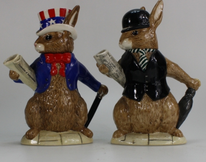 Appraisal: Royal Doulton Bunnykins teapots USA President D and City Gent