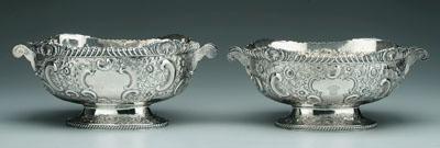 Appraisal: Pair English silver oval center bowls scalloped rims gadroon and