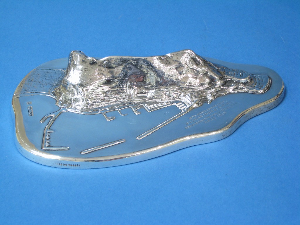 Appraisal: A George V Menu Holder modelled as Gibraltar in relief