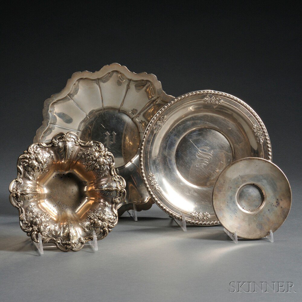 Appraisal: Four American Sterling Silver Dishes th century a Georg Jensen