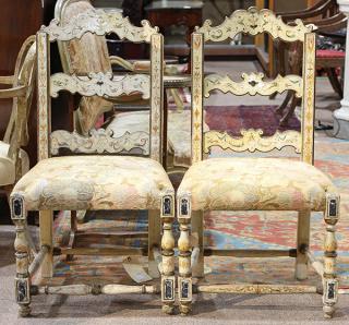 Appraisal: Pair of Italian Neoclassical style paint decorated chairs th century