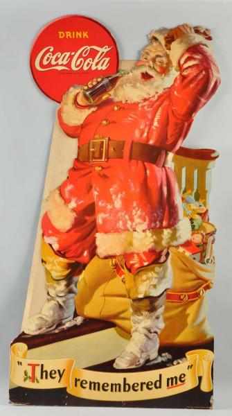 Appraisal: Cardboard Coca-Cola Santa Cutout Still retains its original easel Some