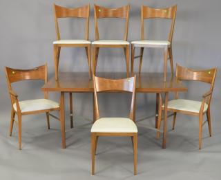 Appraisal: Paul McCobb by Calvin dining table and six chairs ht