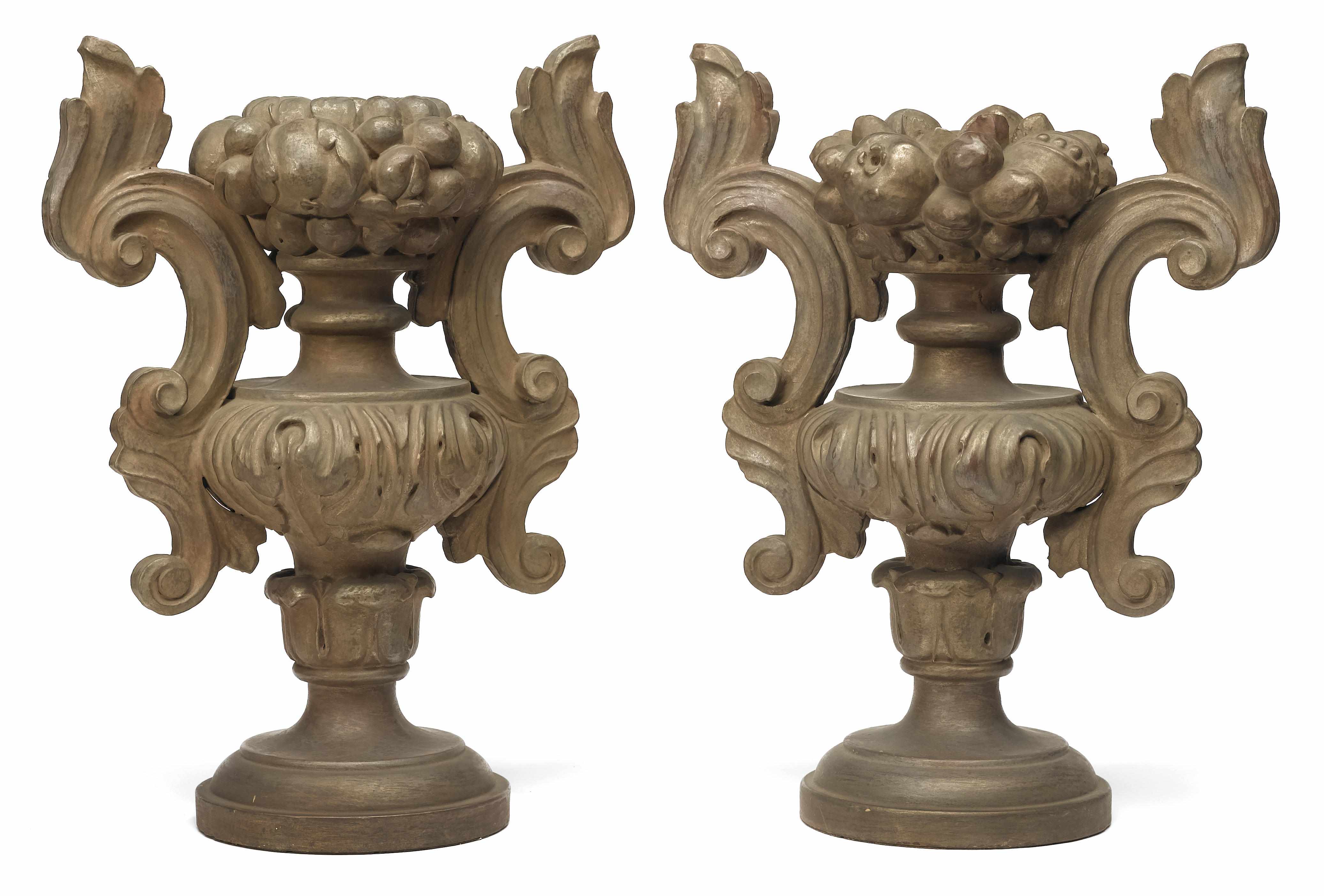 Appraisal: A pair of Italian Baroque style paint decorated carved wood