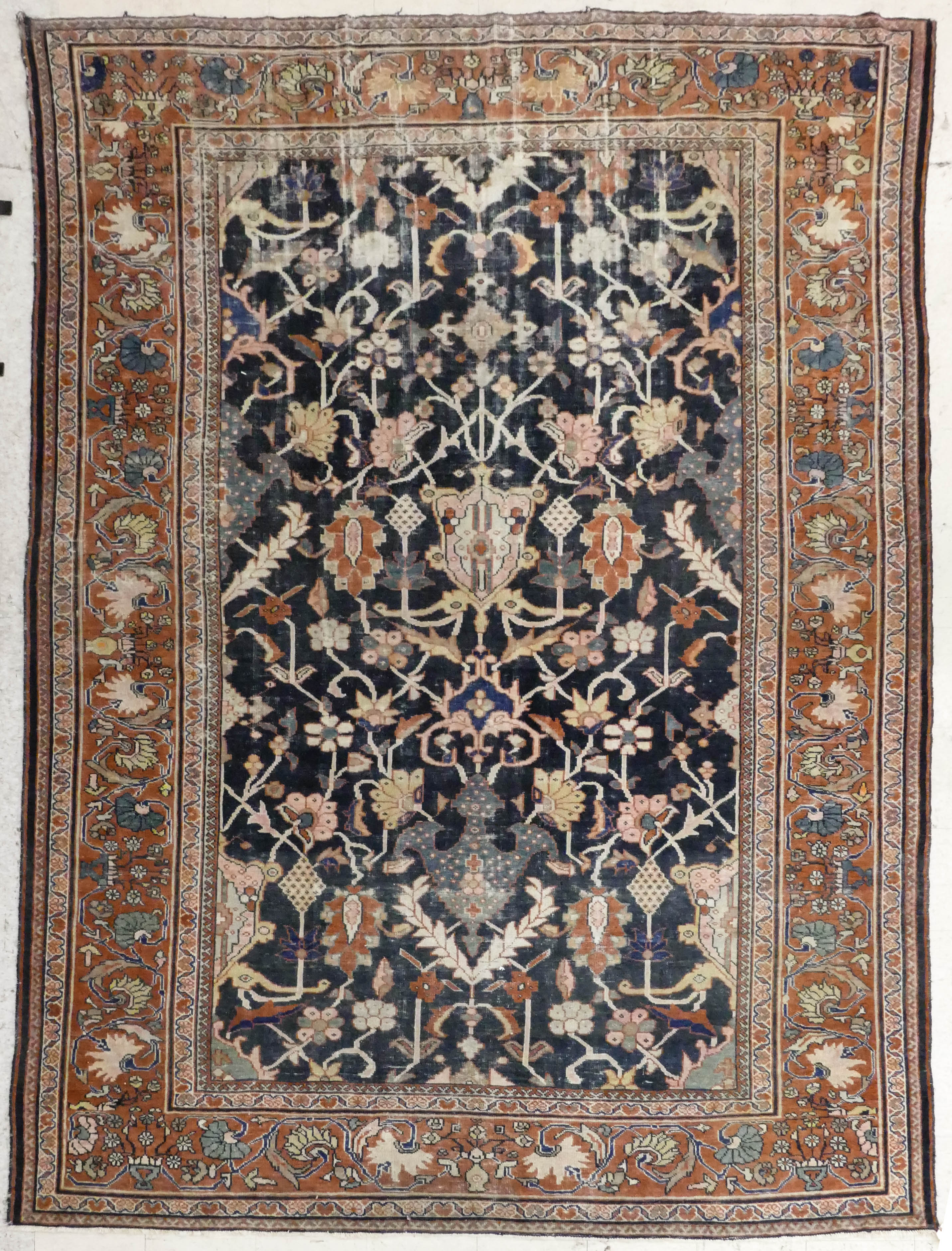 Appraisal: Antique Persian Mahal Oriental Rug Measures ' '' x '