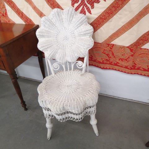 Appraisal: Wicker Chair floral shaping attributed to Haywood-Wakefield