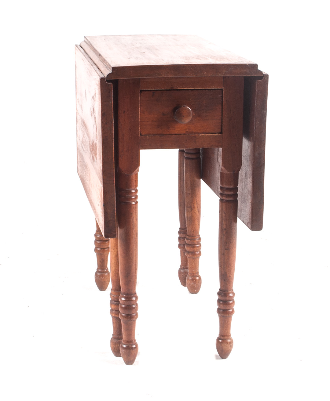 Appraisal: Benchmade miniature walnut gate-leg table single drawer with turned legs