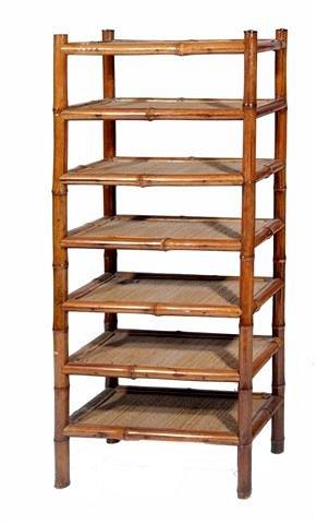 Appraisal: A VICTORIAN SEVEN TIER BAMBOO WHATNOT with rattan panels wide