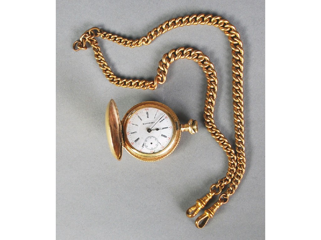 Appraisal: LADY'S 'MARLBORO' ROLLED GOLD HUNTER POCKET WATCH with 'Frances' Swiss