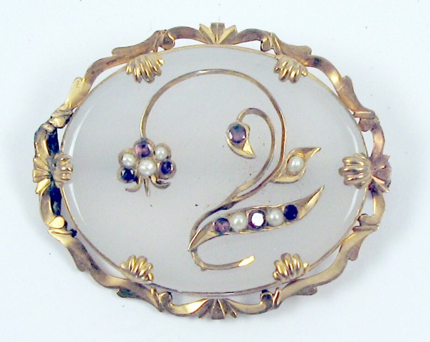 Appraisal: SEED PEARL AND TEN KARAT GOLD BROOCH set with white