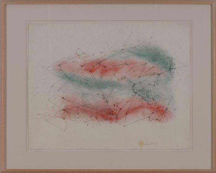 Appraisal: DOROTHY DEHNER - ABSTRACT WITH FLOATING GRID FORM Pen and