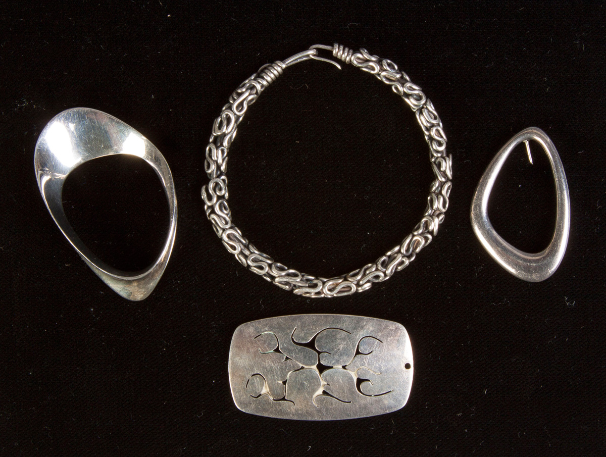 Appraisal: Four Pieces Ronald Hayes Pearson American Sterling Silver Jewelry Bracelet