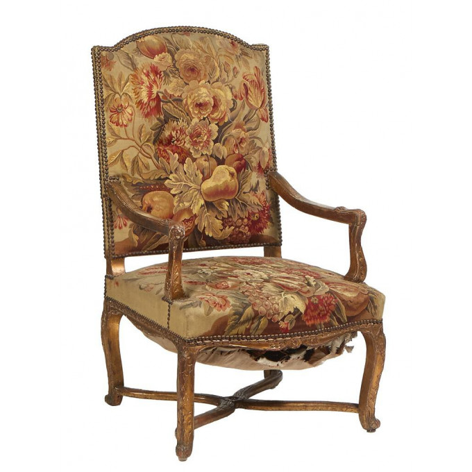 Appraisal: French Louis XV Style Gilt Fauteuil a la Reine th