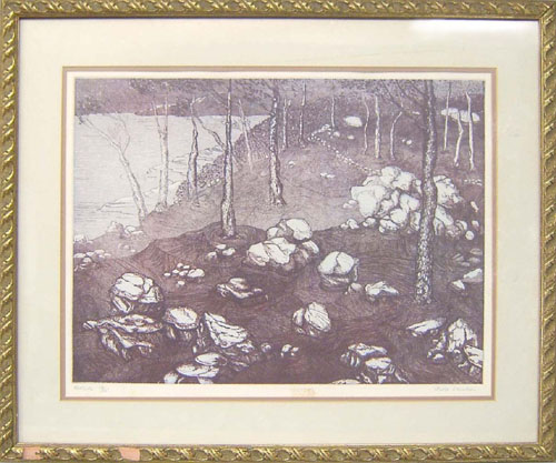 Appraisal: Aida Whedon American - engraving titled Hillside x