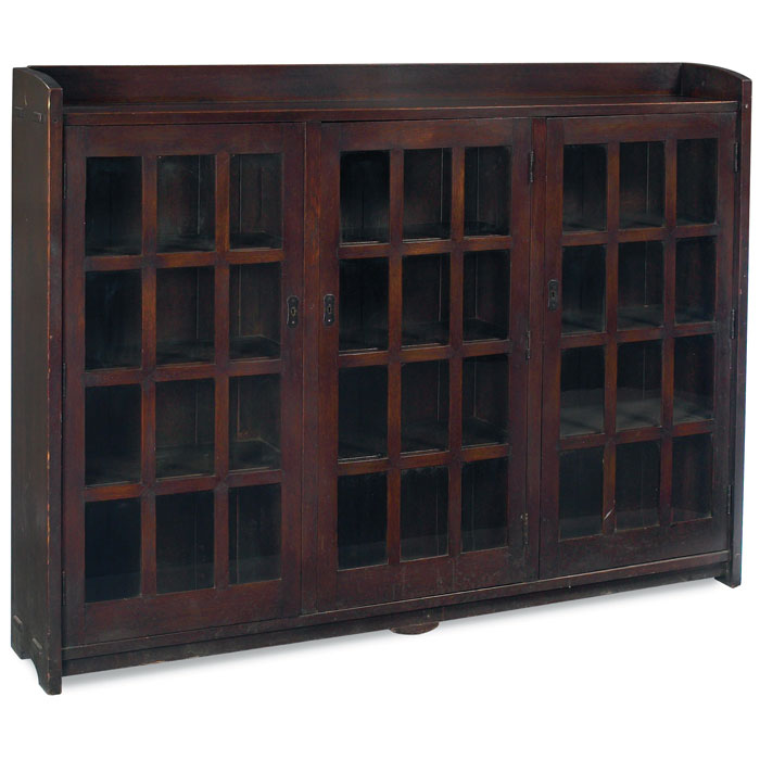 Appraisal: Important and rare Gustav Stickley bookcase early three-door form with