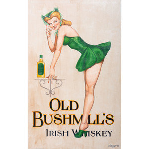 Appraisal: An Old Bushmill s Irish Whiskey Painted Advertising Sign oil