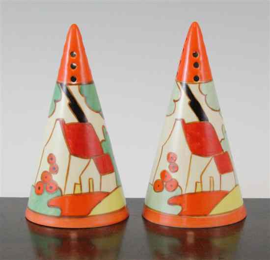 Appraisal: A pair of Midwinter Clarice Cliff design Red Roof Cottage