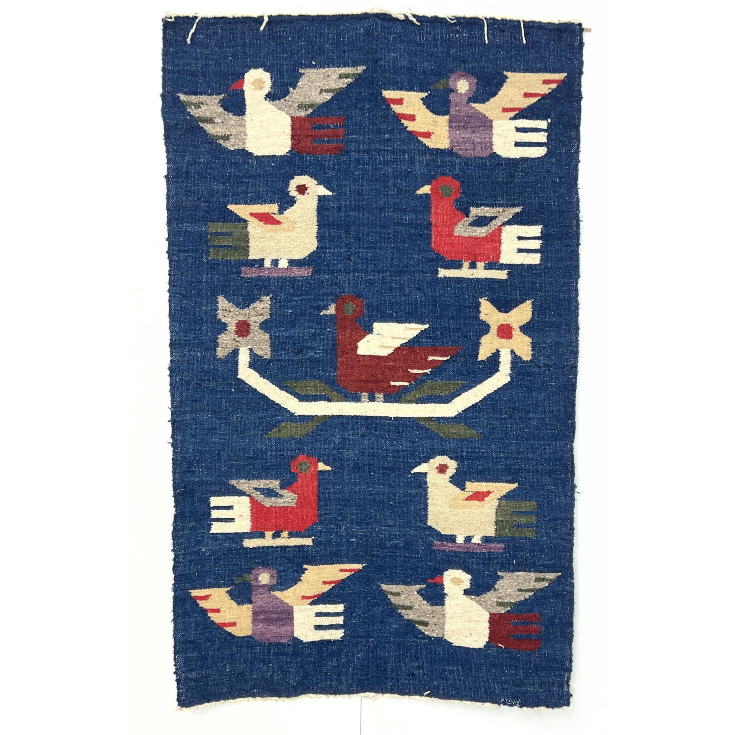 Appraisal: Hand woven bird tapestry Rug Dimensions H inches W inches