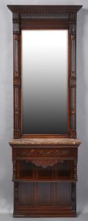 Appraisal: American Eastlake Carved Mahogany Marble Top Hall Stand c the