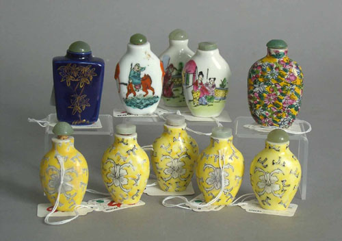 Appraisal: Ten Chinese porcelain snuff bottles th c