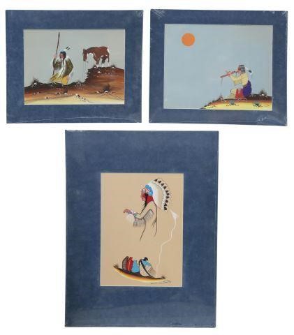 Appraisal: lot of Unframed gouache paintings on paper signed lower right