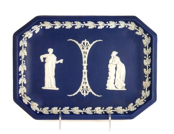 Appraisal: A Wedgwood jasperware cobalt plaque height in length in width