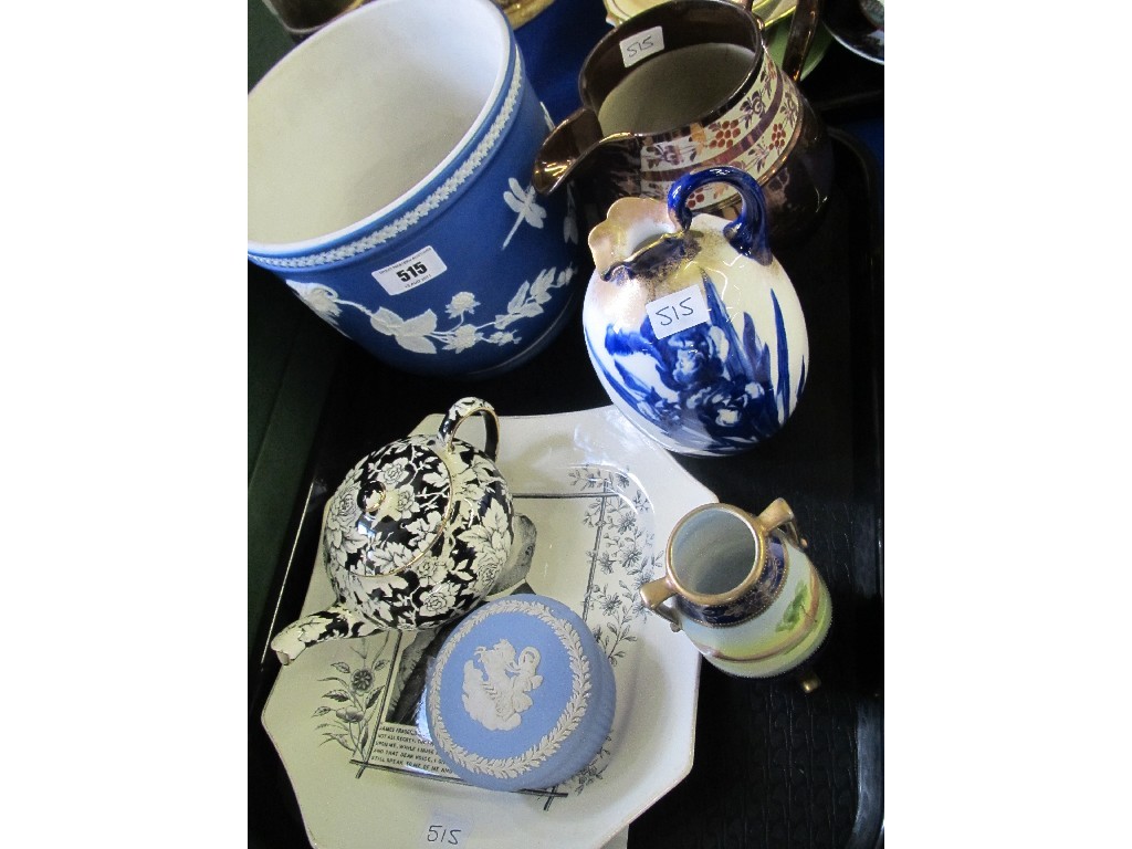 Appraisal: Blue Jasperware planter Royal Winton Peony teapot Doulton jug etc