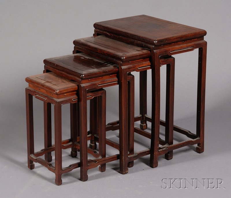 Appraisal: Set of Four Nesting Tables China th century rosewood largest