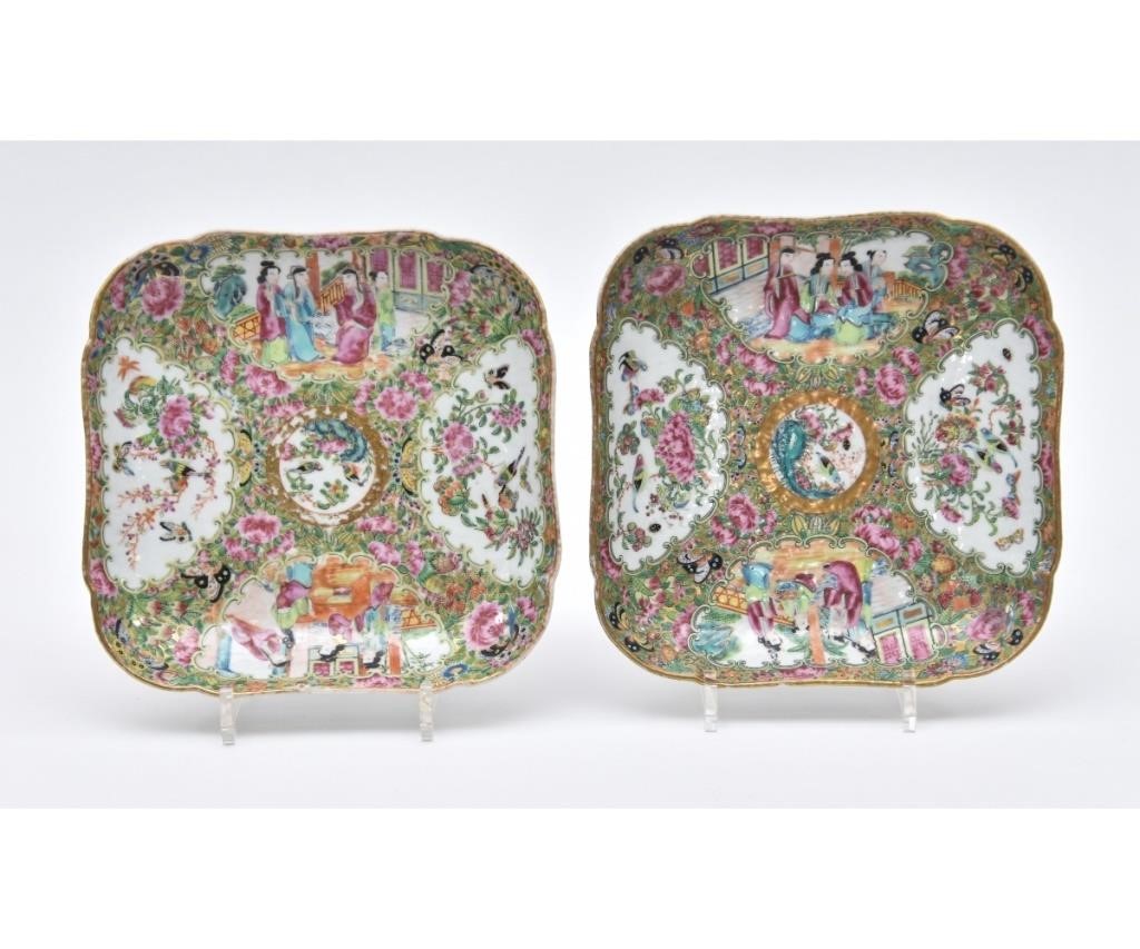 Appraisal: Pair of Rose Medallion square plates th c h x